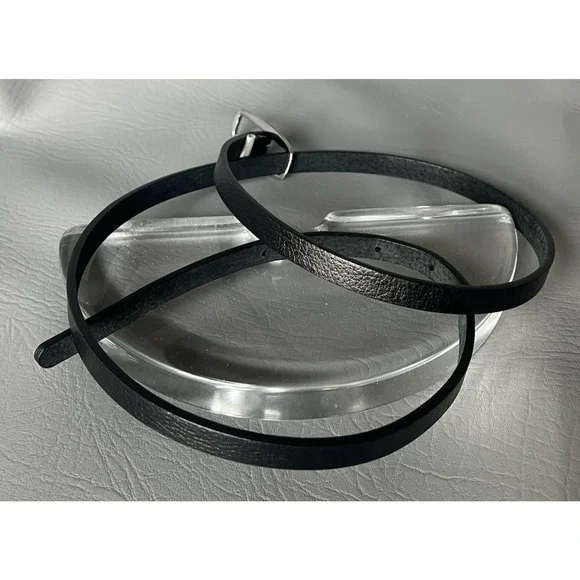 Banana Republic | Black Leather Belt | Size L 34-38 in | Silver Buckle | EUC - Picture 2 of 7